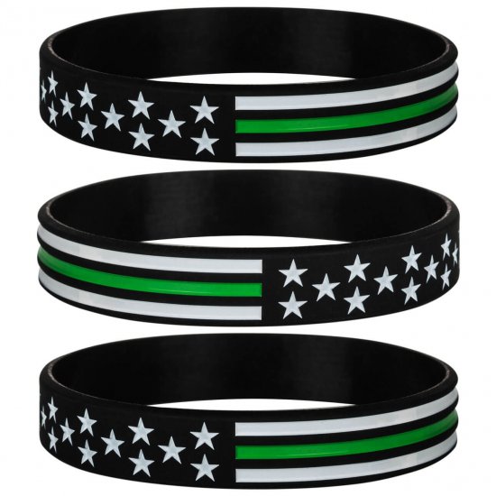 Thin Green Line USA Flag Bracelets for Border Patrol Park Ranger